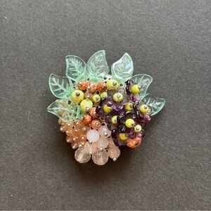 Colorful Beaded Floral Leaf Brooch | 2 IN